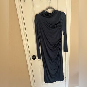 H&M Women’s XL Sleek Fitted Midnight Blue Long Sleeve Evening Formal Dress